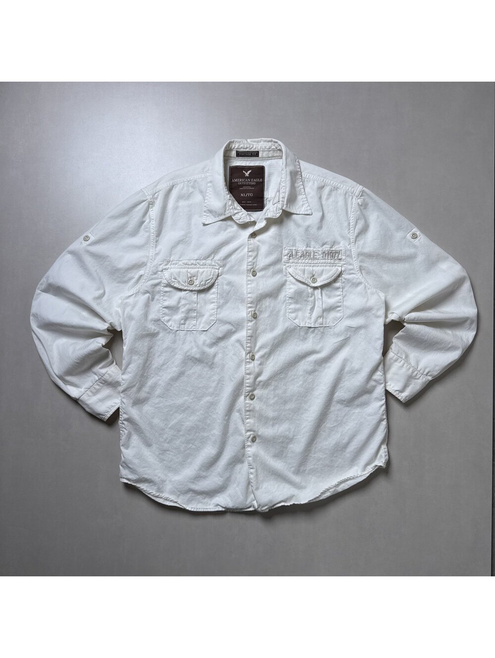 Y2K American Eagle 00s White Military Button Up Shirt